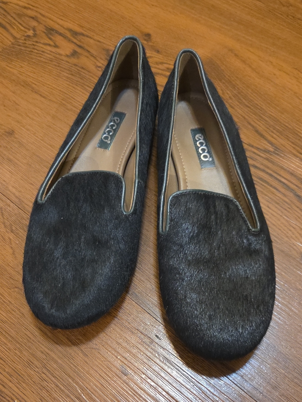 Ecco Black Haircalf Slip-On Loafers